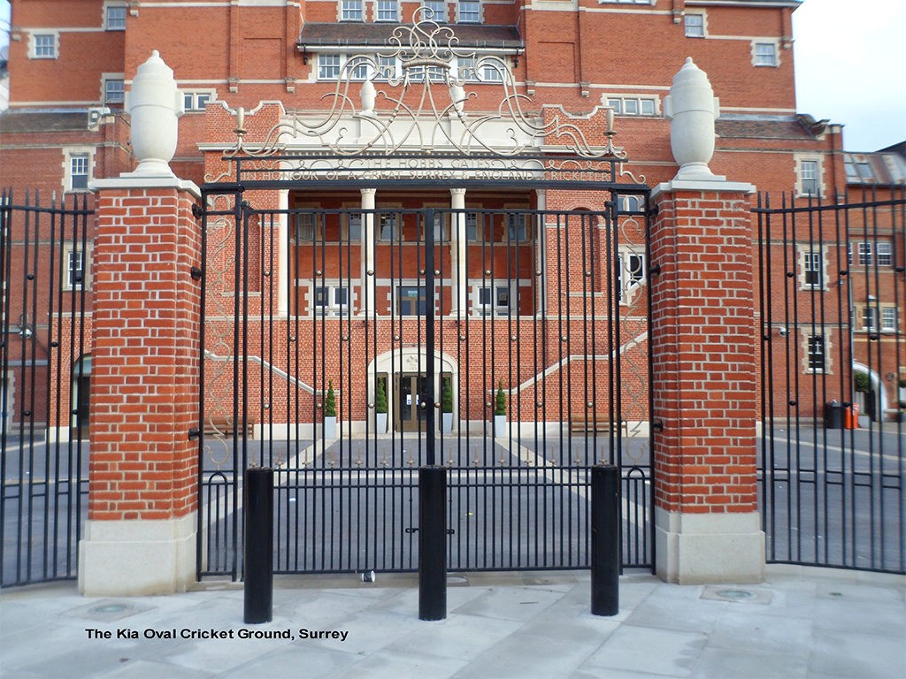 Bespoke decorative metal gates at Kia Oval