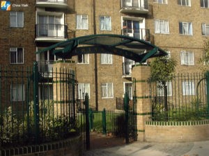 China Walk decorative archway and metal railings