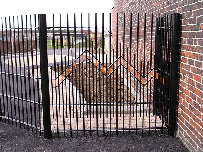 galvanized and polyester powder coated mild steel decorative railings which are complaint to BS 1722 Part 9.