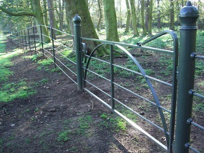 galvanized and polyester powder coated mild steel estate railings which are complaint with BS 1722 Part 9