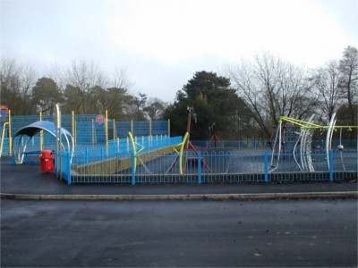 Galvanized and powder coated bow-top railings to park