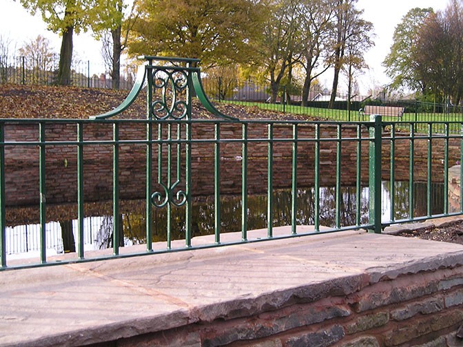 galvanized and polyester powder coated mild steel decorative railings which are complaint to BS 1722 Part 9.