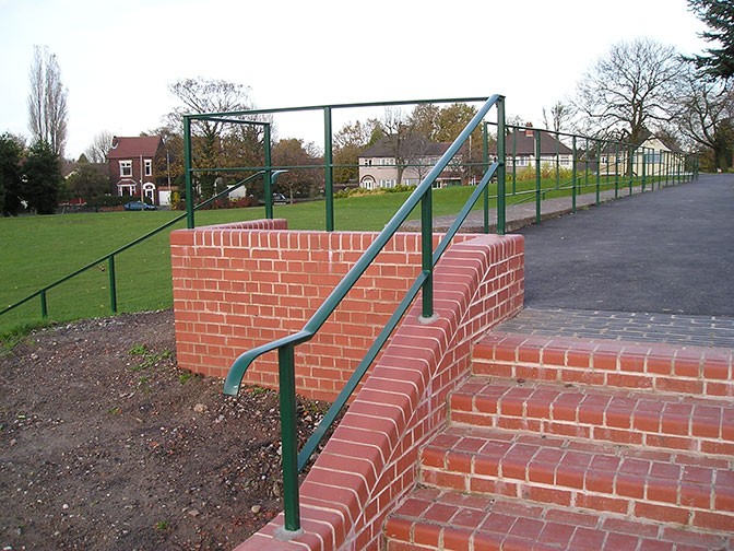 galvanized and polyester powder coated mild steel handrails which are compliant to BS 1722 Part 9