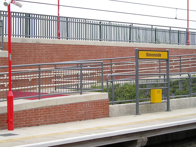 galvanized and polyester powder coated mild steel pedestrian guardrail and handrails.