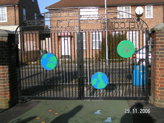 galvanized and polyester powder coated mild steel decorative gate complete with lettering which are complaint to BS 1722 Part 9.