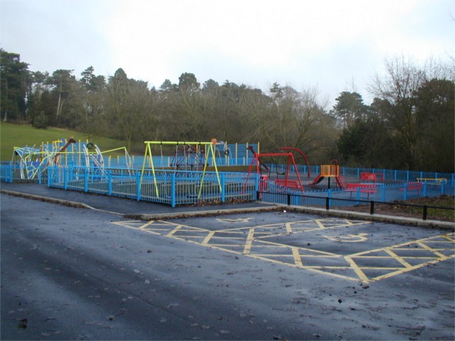 Galvanized and powder coated bow-top railings to park