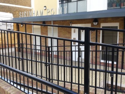 Mild steel flat top railings with handrails