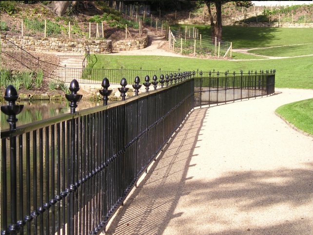 galvanized and powder coated mild steel Optirail pedestrian guardrail to BS 729