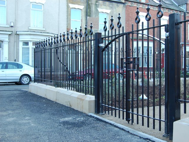 galvanized and powder coated mild steel decorative railings and gates which are complaint to BS 1722 Part 9.