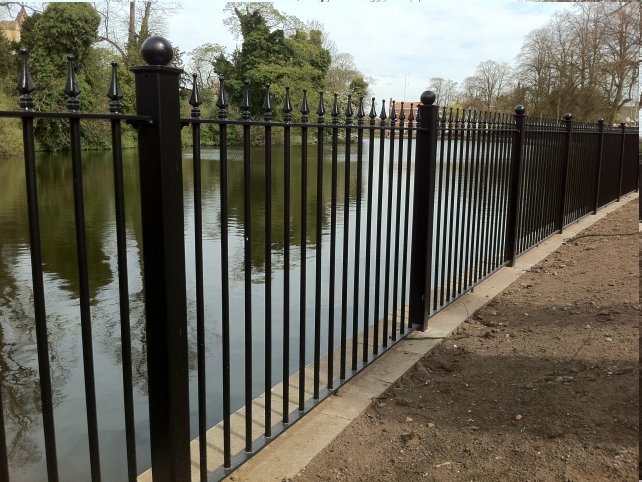 galvanized and powder coated mild steel decorative railings which are complaint to BS 1722 Part 9.