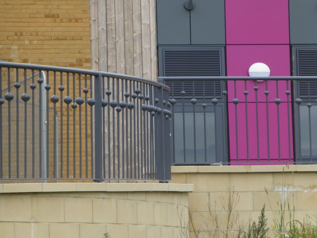 galvanized and powder coated mild steel decorative railings which are complaint to BS 1722 Part 9.