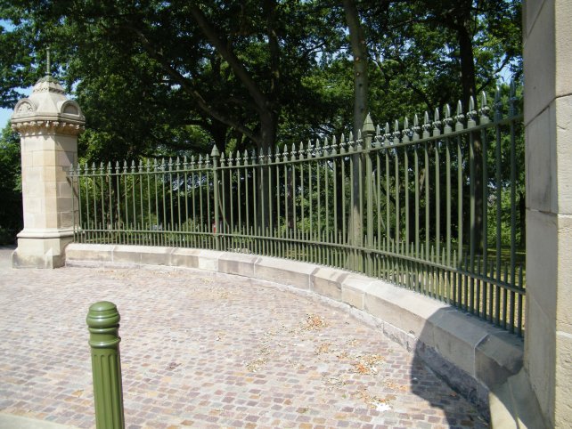 galvanized and powder coated mild steel decorative railings to entrance which are complaint to BS 1722 Part 9.