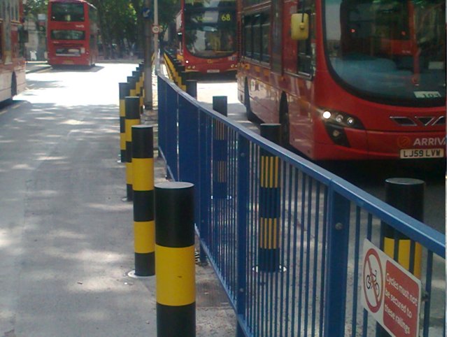 galvanized and polyester powder coated mild steel pedestrian guardrail into poletech sockets