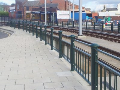 Mild steel galvanised and powder coated decorative pedestrian guardrail