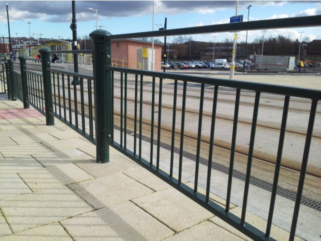 Mild steel galvanised and powder coated decorative pedestrian guardrail