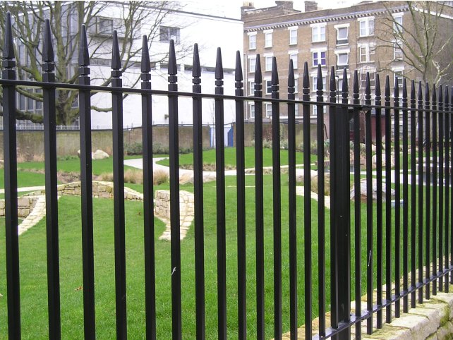 Mild steel powder coated Westminster style railings