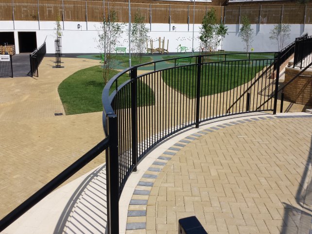 Galvanised and powder coated balustrade with handrails