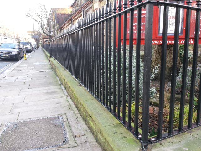 Mild steel galvanised and powder coated Kennington style railings