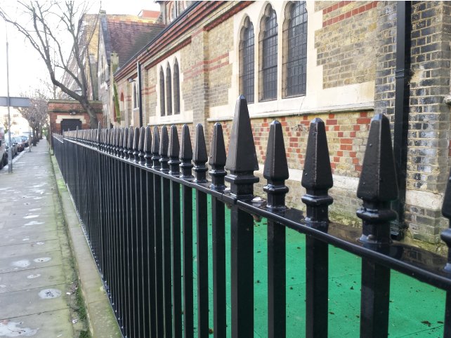 Mild steel galvanised and powder coated Kennington style railings