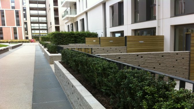 Decorative flat top railings with timber overlay