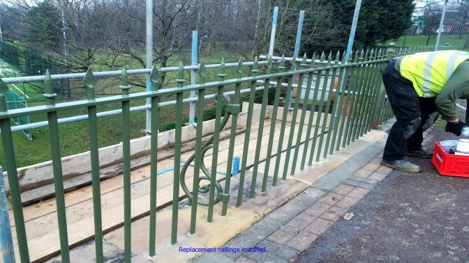 New railings replaced where accident damage was