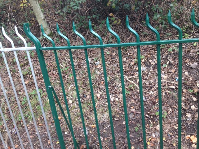 galvanized and powder coated mild steel 'Swan Neck' Railings