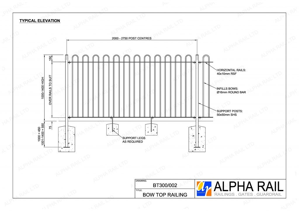 Standard Bow Top Technical Drawings - Alpha Rail