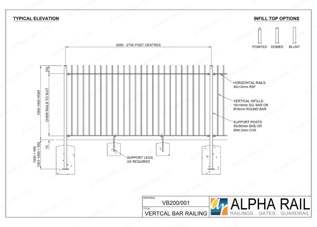 Standard Vertical Bar Railings | Alpha Rail