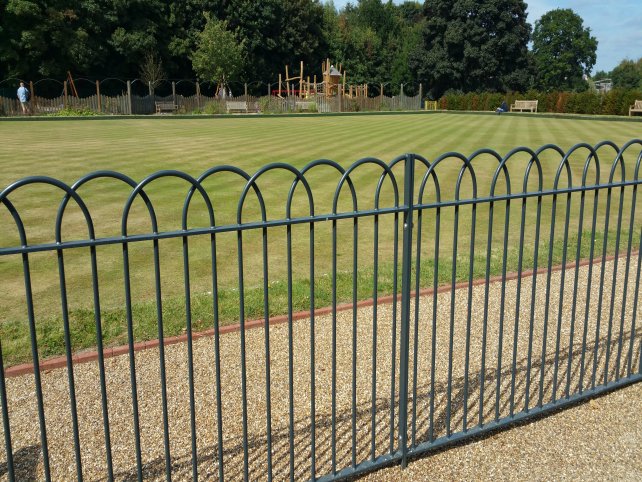 interlaced bow Top railings and gate mild steel galvanized and powder coated