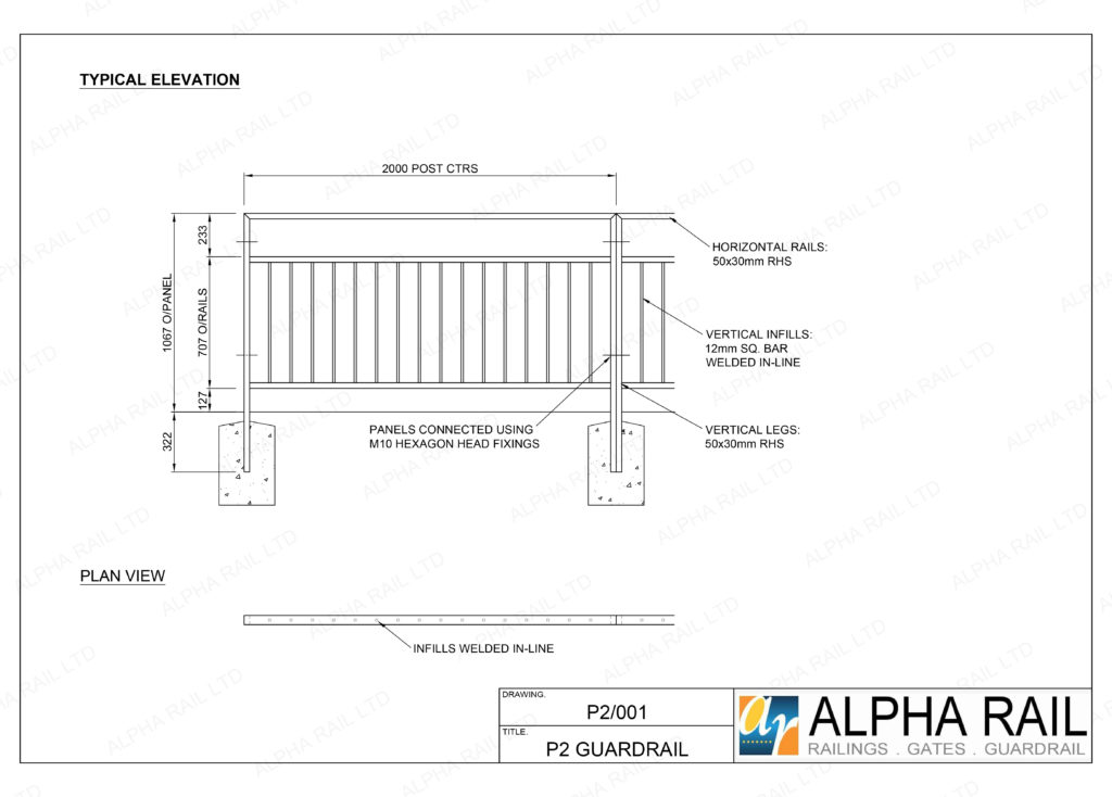 P2 Pedestrian Guardrail Alpha Rail