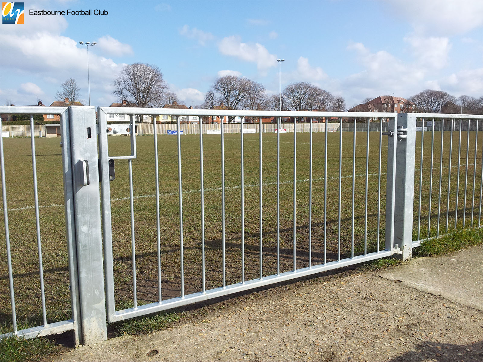 Metal sports pitch barrier