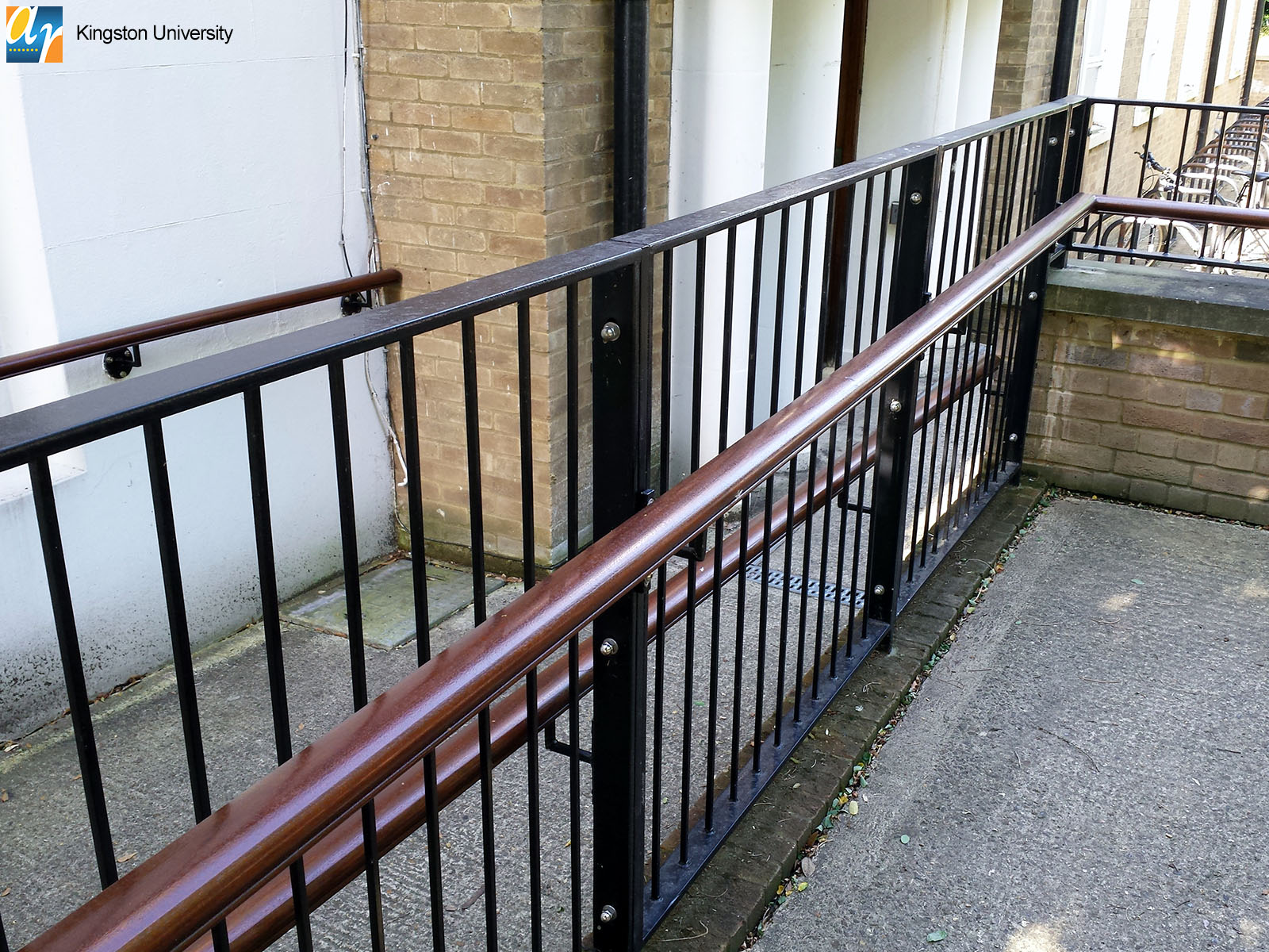 Kingston University metal railings and handrail
