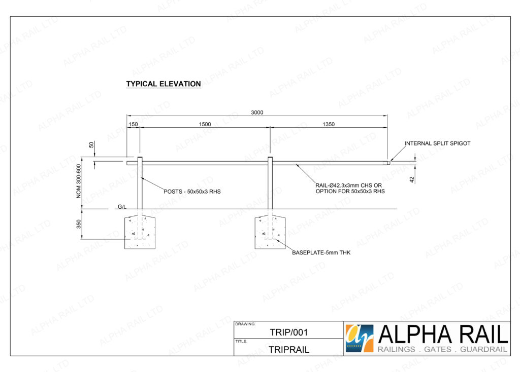 Trip Rail Technical Drawings - Alpha Rail