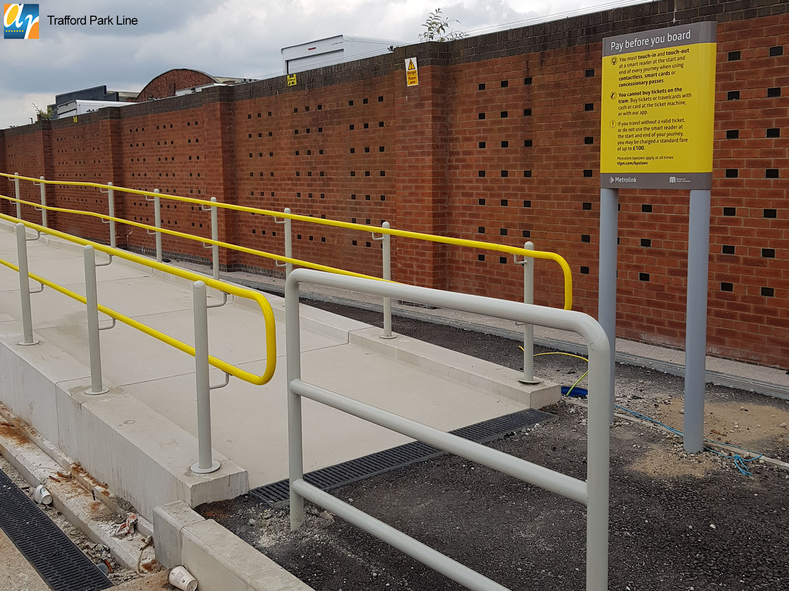 Trafford park line metal railings