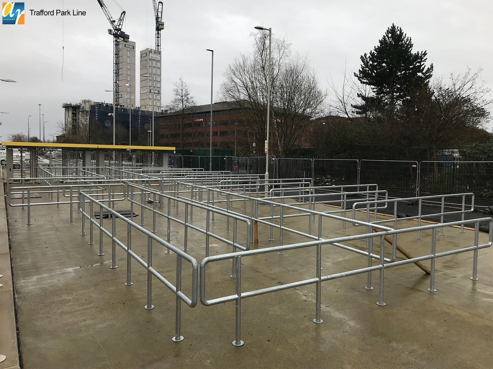 Trafford Park Line metal railings