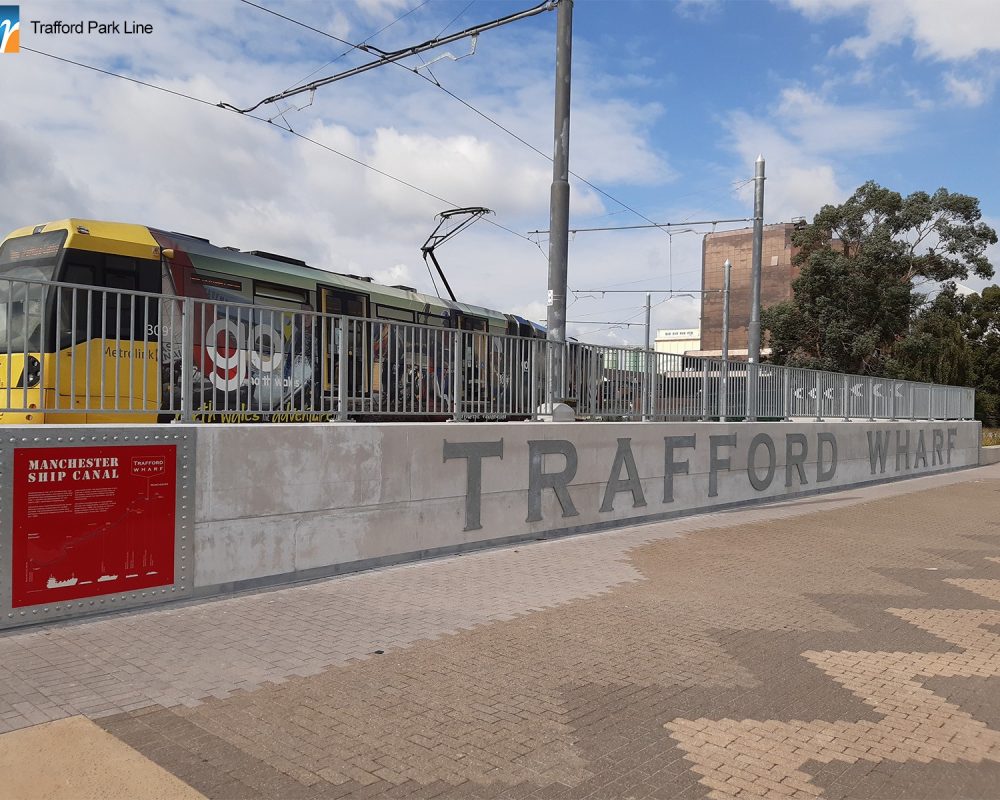 Trafford Park Line pedestrian parapet manchester